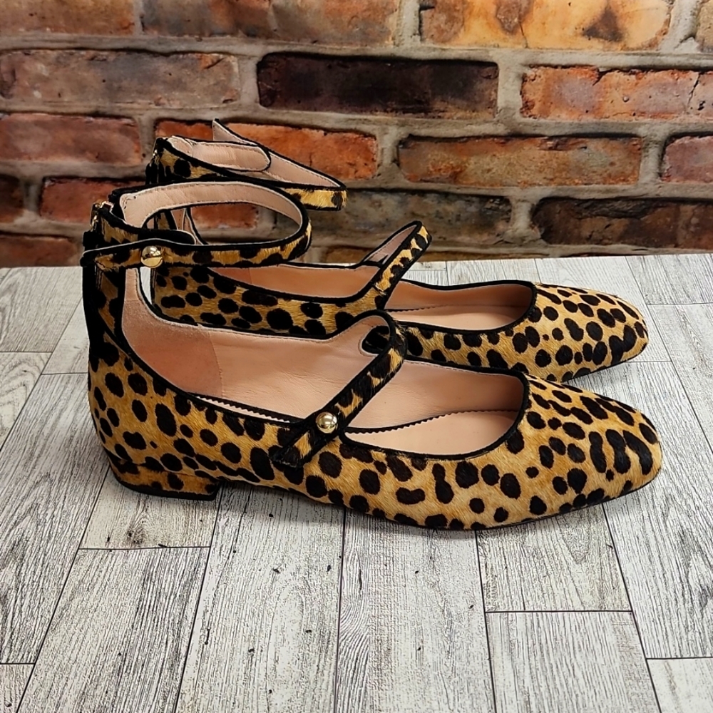 J. CREW Leopard Calf Hair Sally Mary Janes size 7